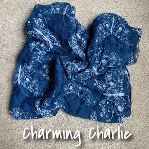 Charming Charlie Blue and White Butterfly Scarf